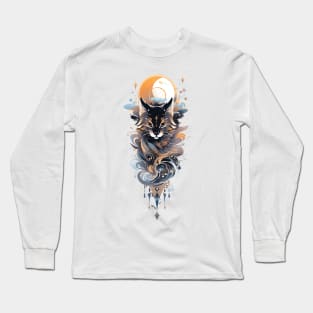 A wild cat and zodiac stars Long Sleeve T-Shirt